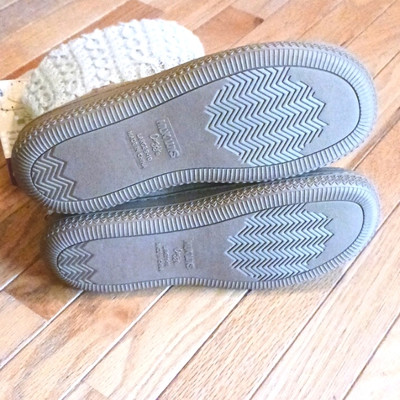 Muk Luks Slippers boots Knit Cuff ARCH/HEEL SUPPORT fleece womens L 9/10 tan - Picture 4 of 5